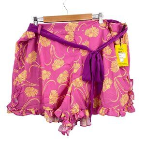 Unique Vintage Smiley ruffle accent shorts size 3X/20 purple NWT
